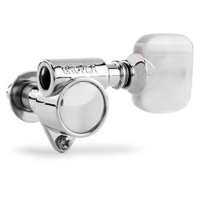 Grover 103C  Original “Milk Bottle” Rotomatic Tuners 3 +3 Chrome Finish w/Pearloid Buttons image 5