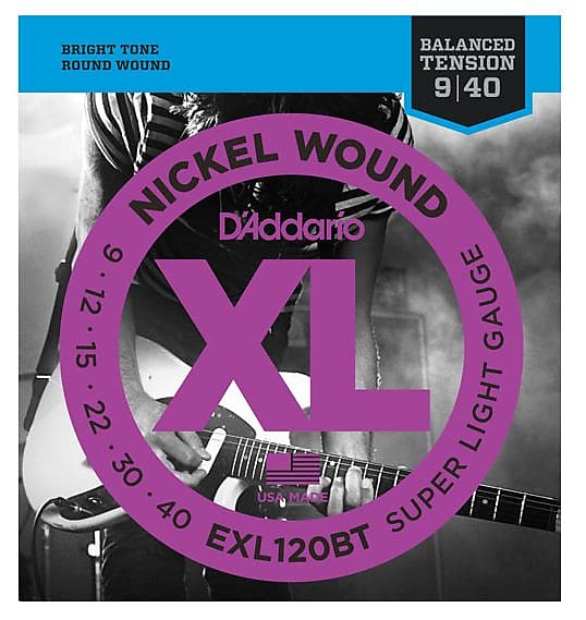 D'Addario EXL120BT Nickel Wound Elec Strings, Balanced Tension Super Light, 9-40 image 1