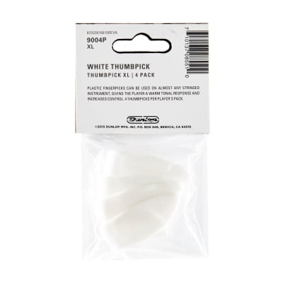Dunlop Plastic XL Thumbpick White 4 Pack image 2