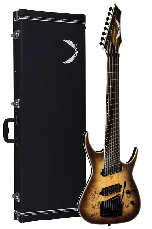 Dean 8 String Exile Select Multiscale Kahler Guitar, Ebony, Satin Natural Black Burst image 1