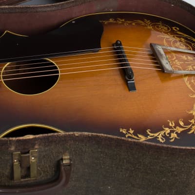 Kay  Kay Kraft Venetian Style A Arch Top Acoustic Guitar,  c. 1932, brown chipboard case. image 13