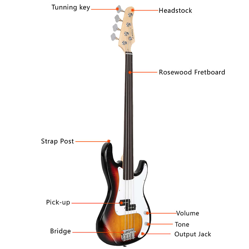 Glarry store fretless bass