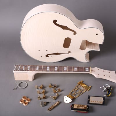 Unbranded Archtop  Electric Guitar DIY Kit  Natural Unfinished image 3