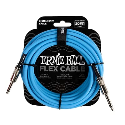 Ernie Ball Flex Instrument Cable 20ft - Blue image 1