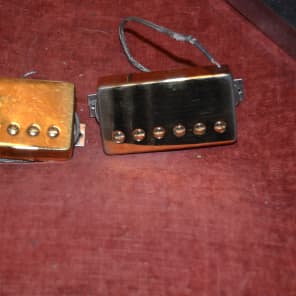 gibson pair of usa  hum buckers with gold pated covers gold image 7