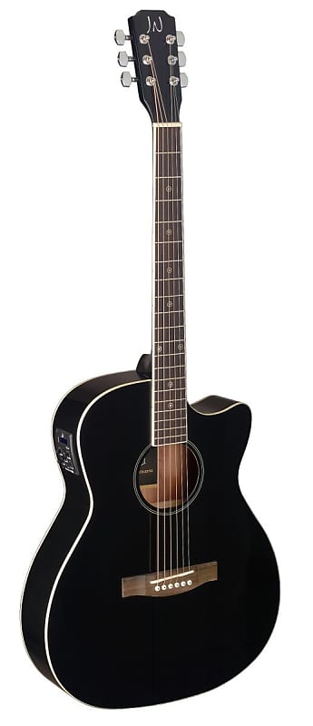 JN Guitars Thin Body Acoustic-Electric Auditorium Guitar - Black - BES-ACE BK image 1