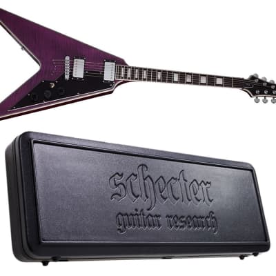 Schecter V-1 Custom Trans Purple Electric Guitar + Hard Case V1 image 1