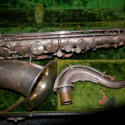 Buescher True Tone Low Pitch C Melody Tenor Saxophone silver with case vintage used AS-IS image 3