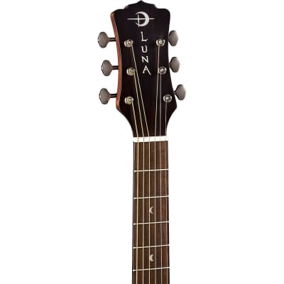 Luna Guitars Art Vintage Solid Top Jumbo Acoustic/Electric Guitar Distressed Brownburst image 5
