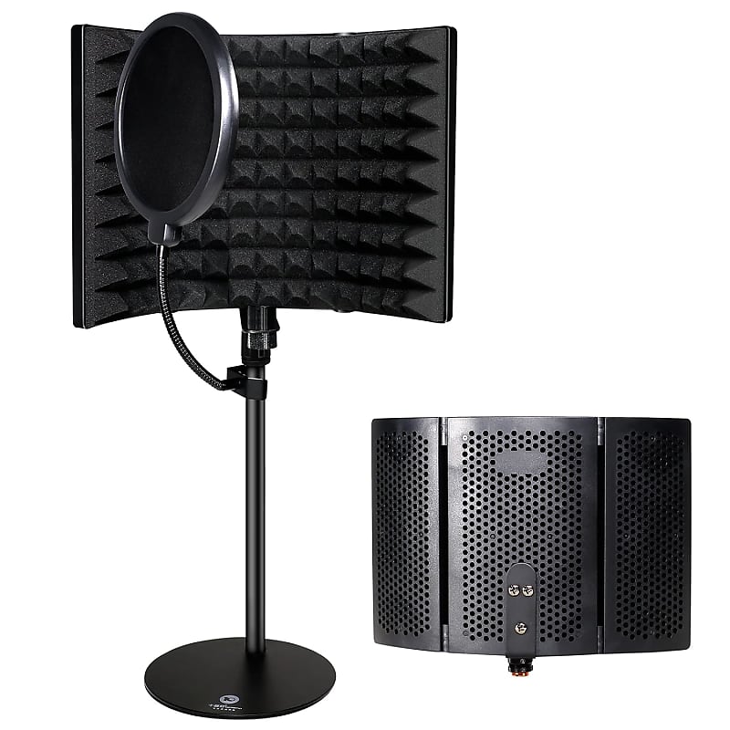 Professional Studio Recording Microphone Isolation Shield Foldable With Desk Mic Stand Pop Filter Density Absorbing Foam Reflector Booth For Blue Yeti Condenser Microphone Recording Equipment image 1
