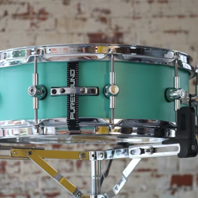 HHG Drums 14x5.5 Tiffany Blue Solid aluminum snare drum 2024 image 6