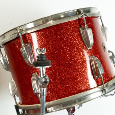 1950s WFL Red Glass Glitter 14x20 9x13 and 16x16 Drum Set image 11