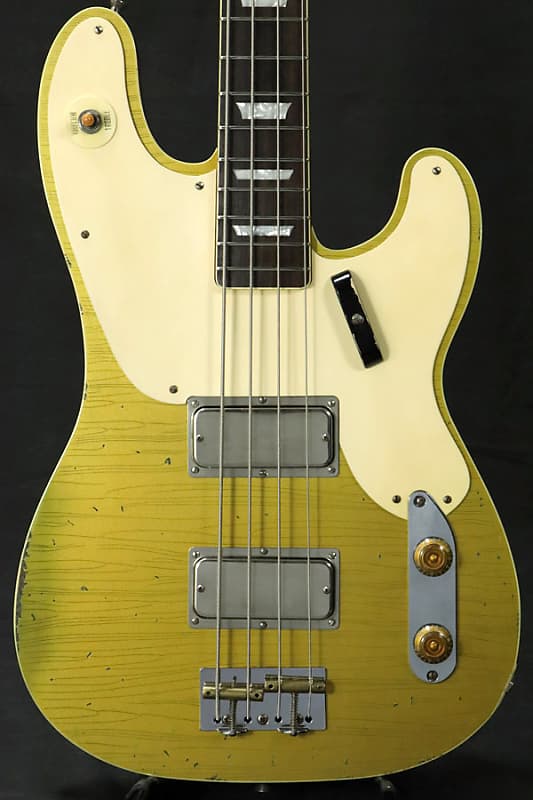 ベース Bruno guitars Telebird Bruno Guitars Telebird Bass Brass Powder Gold - Free