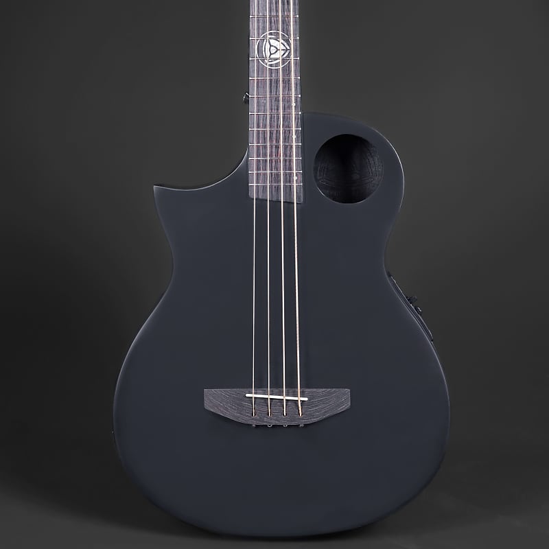 Lindo Left Handed Neptune Short Scale (30") Slim Electro Acoustic Bass Guitar + Padbag - Matte Black image 1