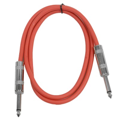 SEISMIC AUDIO - Red 1/4" TS 2' Patch Cable - Effects - Guitar - Instrument image 1