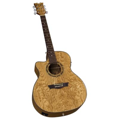 Dean Exotica Left Hand Acoustic/Electric Guitar, Quilt Ash Top/Body, EQAL GN image 4