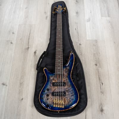 Ibanez SR2605L SR Premium 5-String Left-Handed Bass, Panga Panga, Cerulean Blue Burst image 10