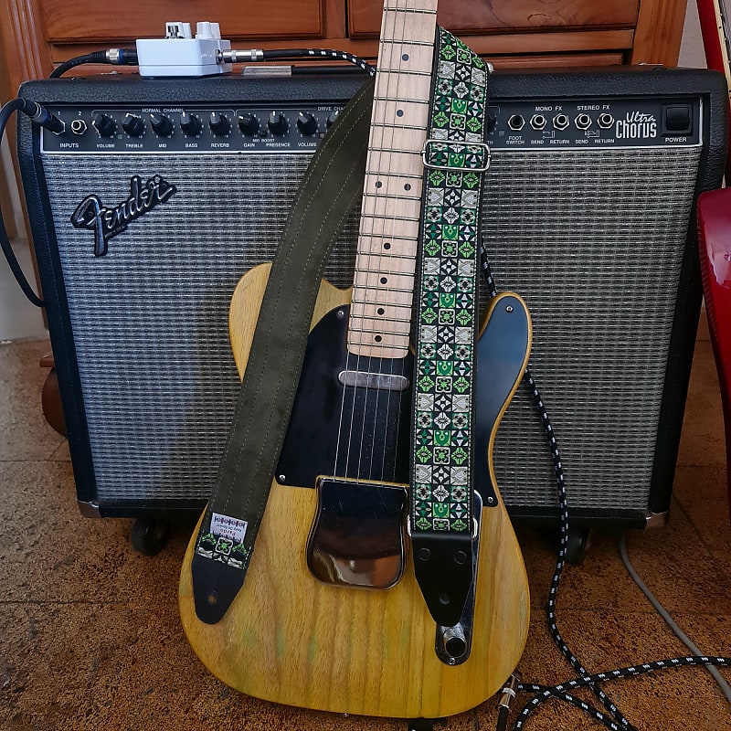 Sangle guitare Électrique et bass color vert, Hippie Replica, Pardo Guitar  Strap model Greenday