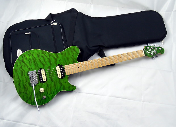 OLP by Ernie Ball Music Man MM1 EVH Axis - Transparent Green Quilt Maple Top