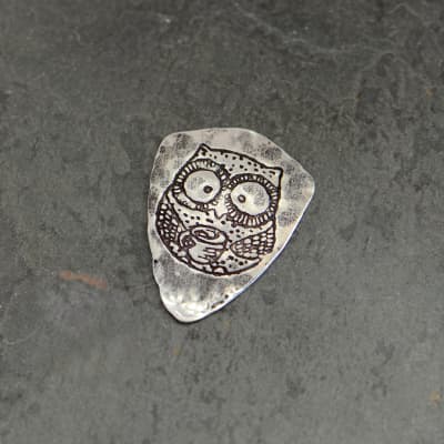 sterling silver guitar pick - playable with cute owl image 5