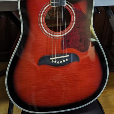 Oscar Schmidt OG2CEFBC Flame Top Black Cherry Acoustic Electric Guitar for sale