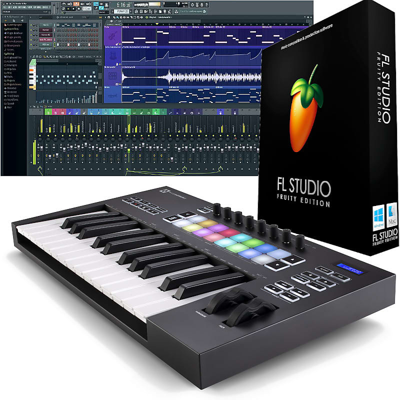 Novation Launchkey 25 MK3 USB MIDI Keyboard Controller & FL Studio V20 Fruity Edition Bundle (Download) image 1