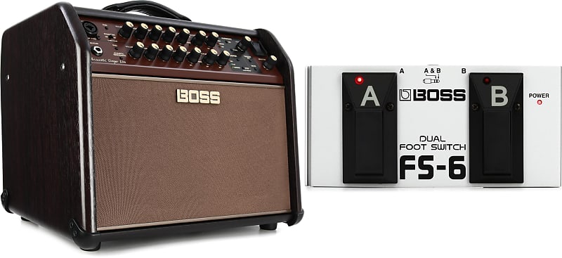 Boss Acoustic Singer Live 60-watt Bi-amp Acoustic Combo with FX Bundle with  Boss FS-6 Dual Foot Switch