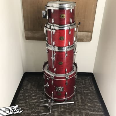 Gretsch Stop Sign Badge Drum Kit (1972-1979) 12", 13", 14", 18" Berry Red Stain with Humes and Berg Fibre Cases for 12,14, 18 image 1