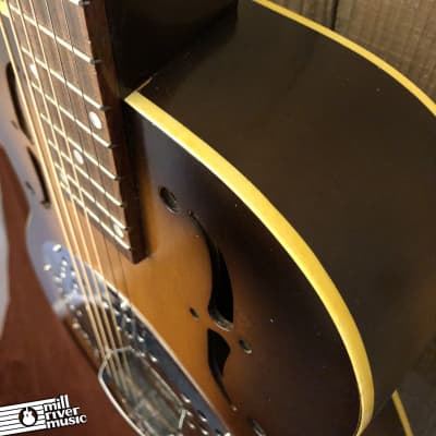 Dobro Deluxe Wood Body Resonator Acoustic Guitar Sunburst 1993 w/ HSC image 10