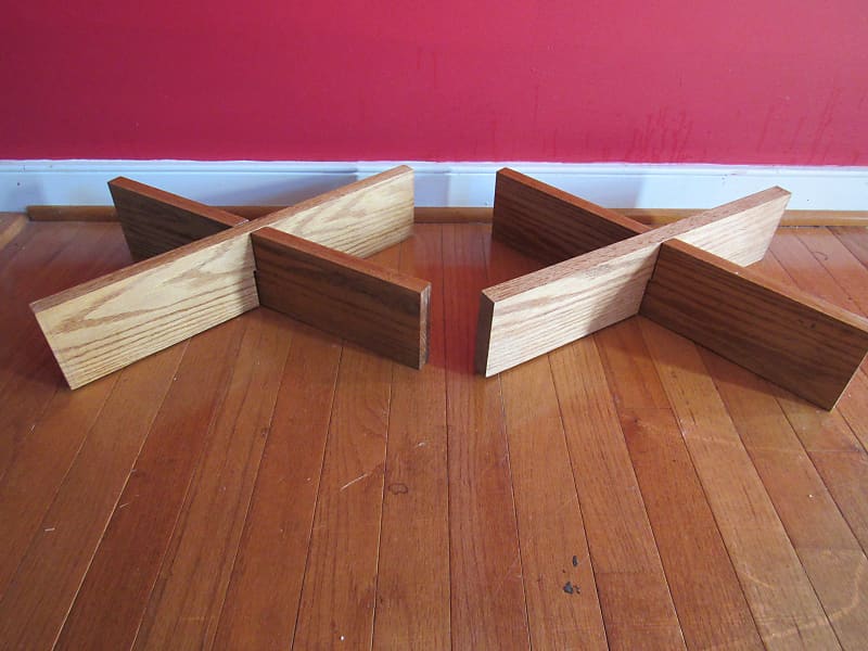6 inch high hand made solid oak speaker stands Reverb
