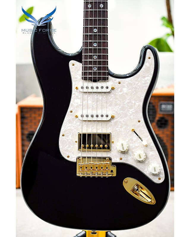 Don Grosh 30th Anniversary Limited Edition NOS Retro SSH-Black w/Highly Figured 5A Roasted Birdseye Maple Neck, Indian Rosewood Fingerboard & Gold Hardware image 1