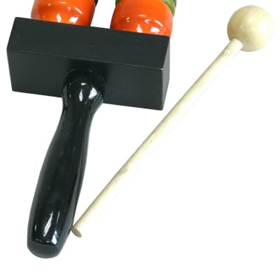 DOBANI Agogo Wooden Double Bell and Mallet Green and Orange image 1