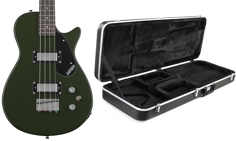 Gretsch G2220 Junior Jet Bass II Torino Green Bundle with Gator GC ELEC XL Deluxe ABS Molded Case for Extra Long Baritone Guitar