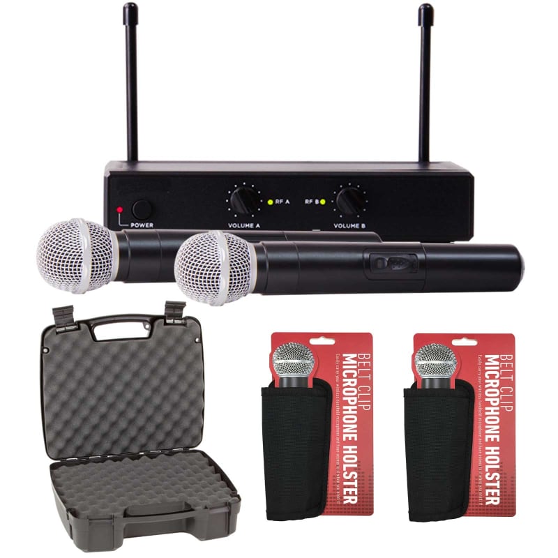 Campmoy Wireless Karaoke Microphone System, 160 ft Range, Metal Dual  Dynamic Handheld Mic System, 1/8''＆1/4''Output, for Home Karaoke, Party,  Church