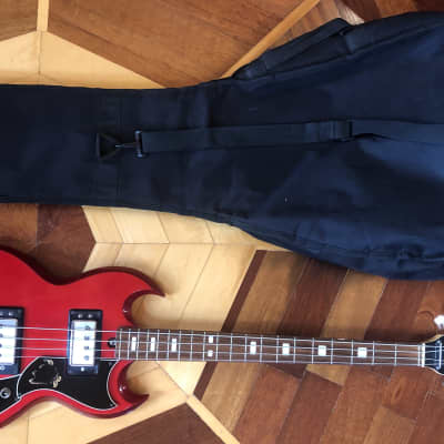 Vintage circa 1960s/70s Kay SG Bass Guitar EB-0 K2B w/ K Kase Gig Bag Case for sale