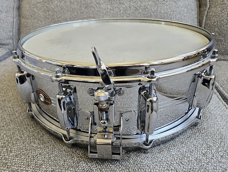 Slingerland 5x14 10 lug brass radio king snare drum 1965 - Chrome image 1