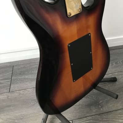 1993 Aria Pro II Strat Sunburst Maple top left handed image 23