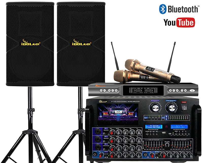 IDOLpro 8000W Karaoke System Mixing Amplifier & Dual 1800W Speakers, Dual High-End Microphones image 1