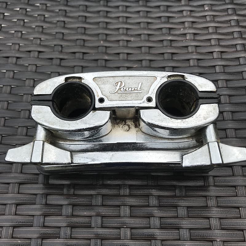 Vintage Pearl Drums Chrome Bass Drum Mount Double Tom Arm Reverb