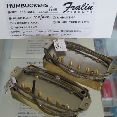 Lindy Fralin Pure PAF Humbucker set Gold Covers 7.8k/8.4k image 2
