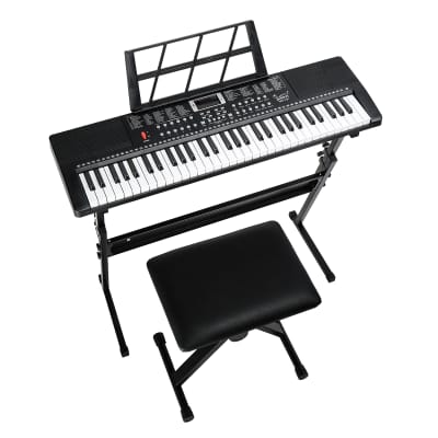 Glarry EP-110 61 Key Keyboard with Piano Stand, Piano Bench, Built In Speakers, Headphone, Microphone, Music Rest, LED Screen, 3 Teaching Modes for Beginners 2020s - Black image 13