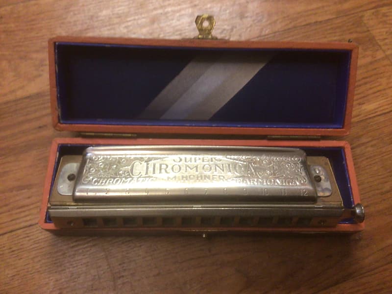 Midd 1930s M. Hohner Super Chromonica Model 270 - C Harmonica with Original  Wood Box Made in