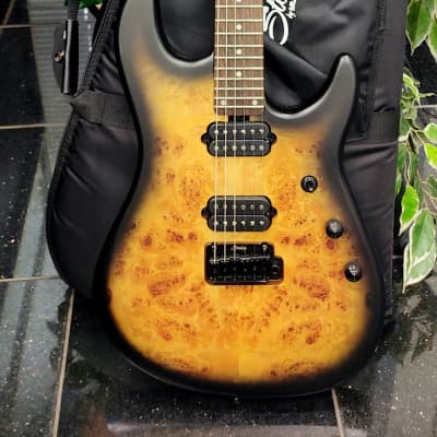 Sterling MusicMan Jason Richardson Cutlass Natural Poplar Burl Burst Guitar w/ Original Gig Bag for sale