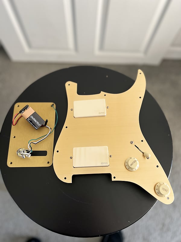 Fender Loaded Pickguard EMG 81 85 Set Anondized Gold HH | Reverb