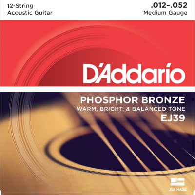 1 Set  D'Addario EJ39 Phosphor Bronze 12-String Acoustic Guitar Strings Medium 12-52 image 1