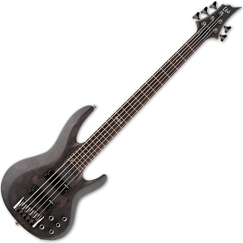 ESP LTD B-205SM STBLKS B Series 5-String Electric Bass w/ Spalted Maple Top in See Thru Black Satin image 1