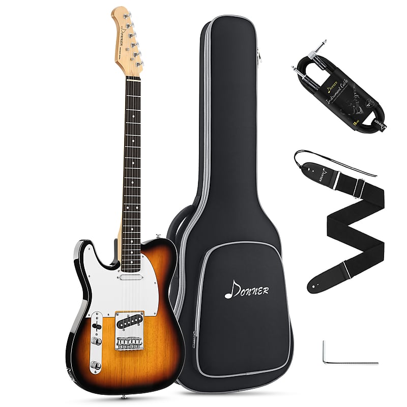 Donner Left Handed Electric Guitar With Accessories Sunburst 