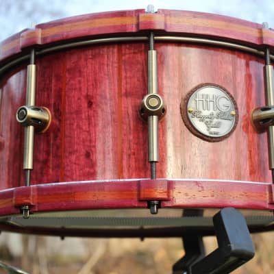 HHG Drums Purpleheart And Bubinga Stave Snare & Matching Wood Hoops, Satin Lacquer image 4