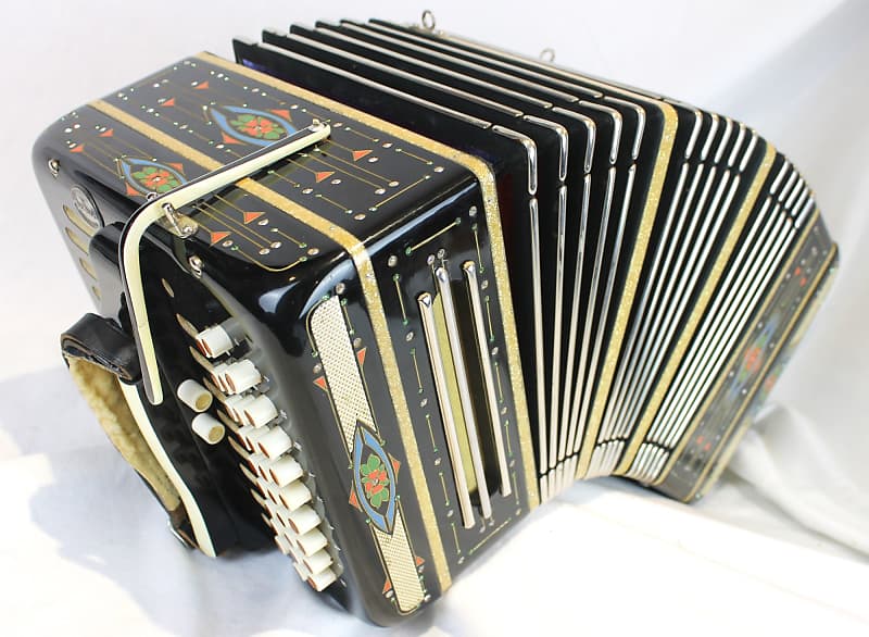 6518 Black Decorated Arno Arnold Chemnitzer Concertina LM Reverb