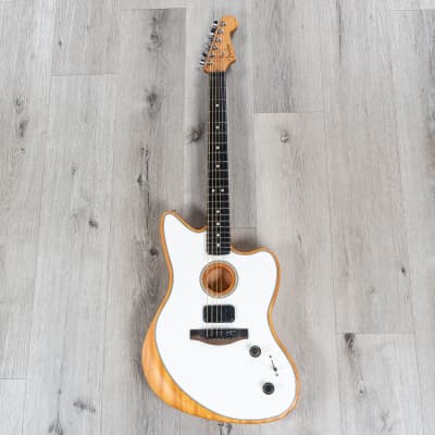 Fender American Acoustasonic Jazzmaster Guitar, Arctic White, Ebony Fretboard image 3